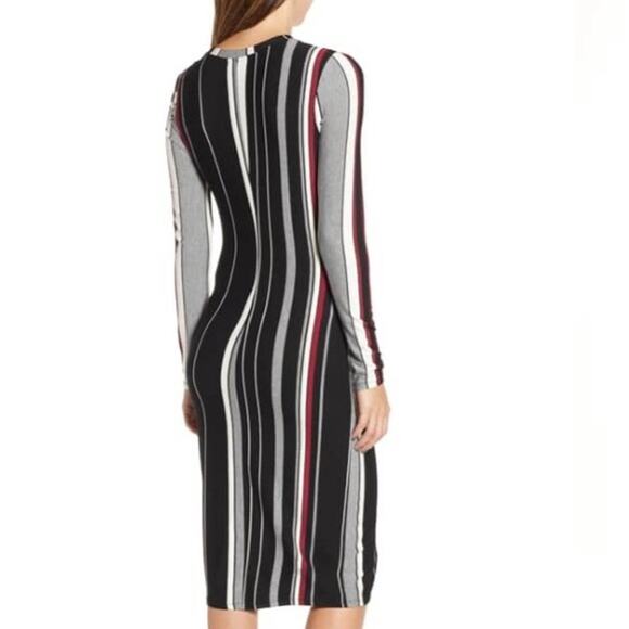 Socialite Verticle Striped Stretchy Midi Knit Dress XL - Picture 2 of 9